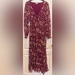 PATRONS OF PEACE Vibrant Fuschia and Dusty Pink Floral Maxi Dress Size S